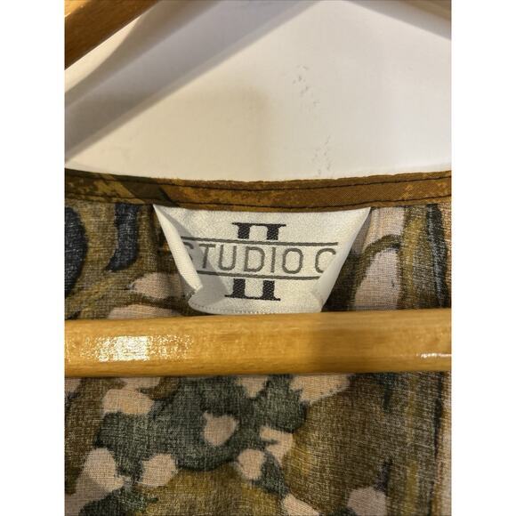 Vintage 80s/90s STUDIO Abstract Print Blouse/Vest Combo White Sleeves Size XL - Picture 5 of 8